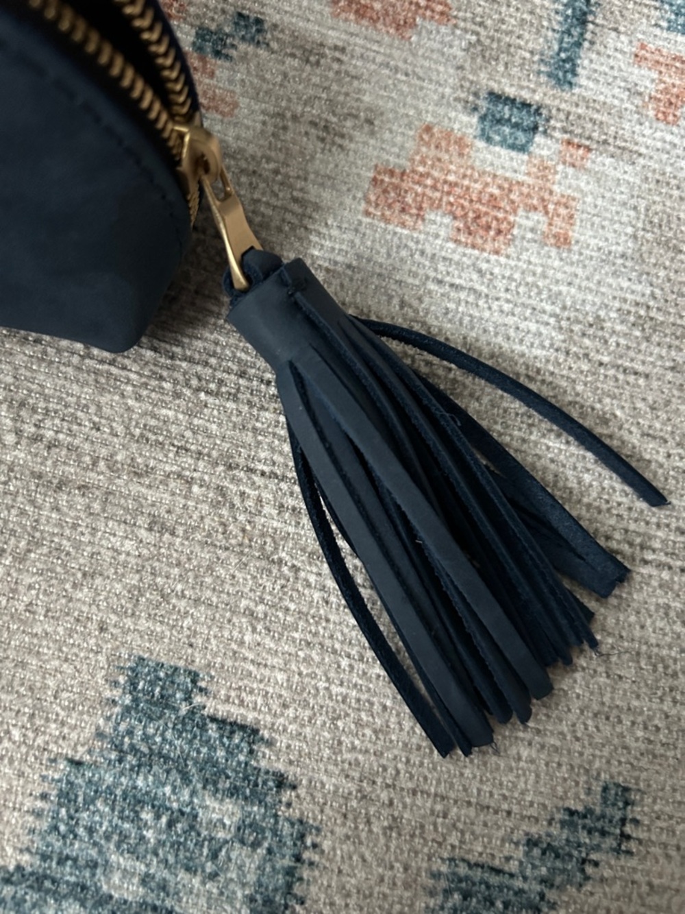 Portland Leather Navy Taco Tassel Cosmetic Pouch - Picture 5 of 6